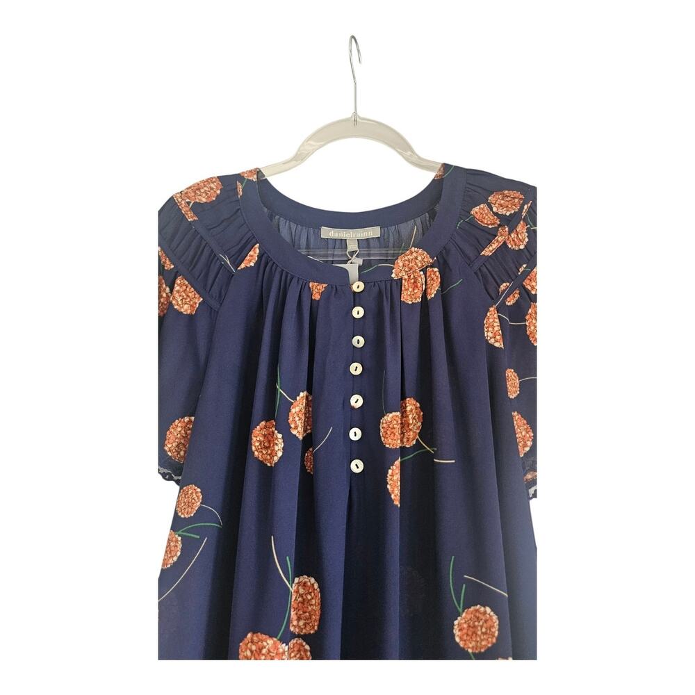 Daniel Rainn NWT Womens 1X Blouse Top Lace Trim Blue Floral S/S Pullover - Picture 3 of 8